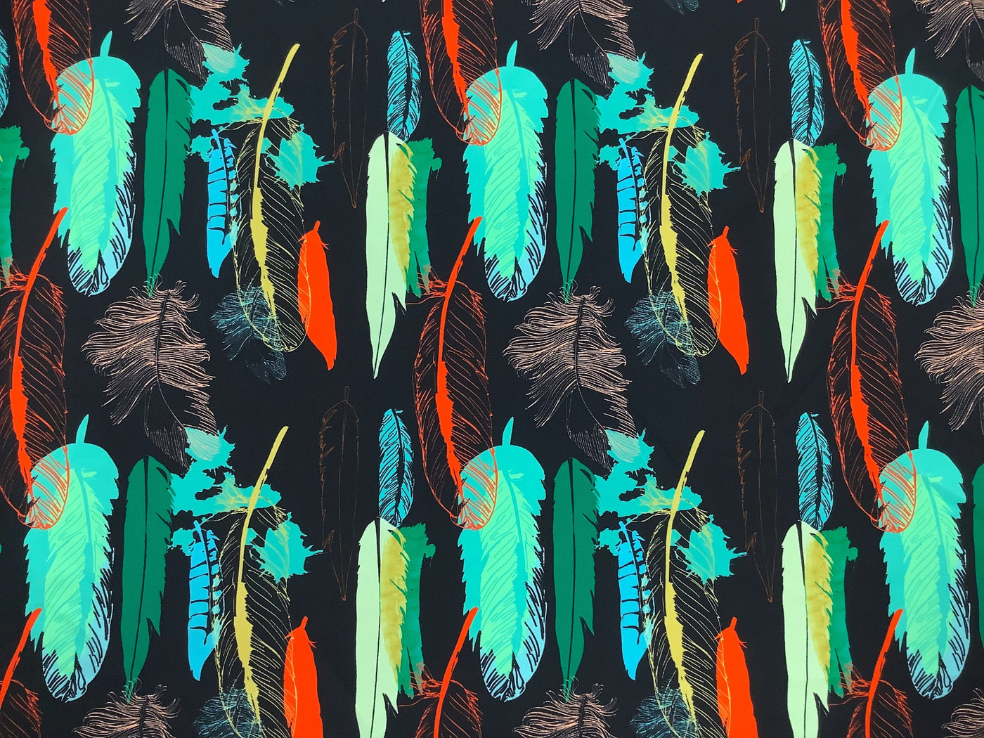 Wind Feathers Print Spandex